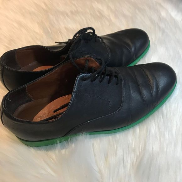 Rachel Comey Uncle Dan Black Leather Green sole Oxford Shoes Size 9M - rare main image 5